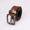 Metal Buckle Plain Leather Belt - Brown