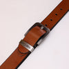 Metal Buckle Plain Leather Belt - Brown