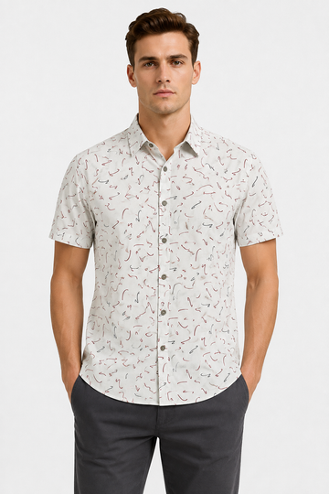 Random Lines Patterned Buttoned Down Shirt