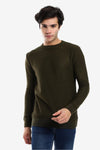 bbed Round Neck Acrylic Pullover -* Grey