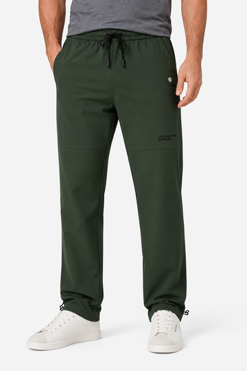 Men’s Casual Wide Leg Jogger Pants – Adjustable Drawstring -Olive Slip On Plain Practical Joggers