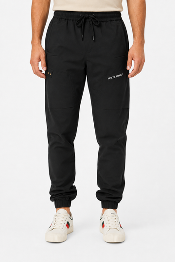Men’s Casual  Jogger Pants – Adjustable Drawstring - Black Slip On Plain Practical Joggers