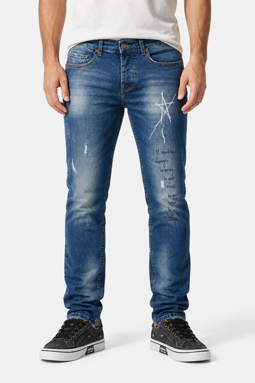 jeans -Casual Dirty Denim Jeans Pant Jeans Blue
