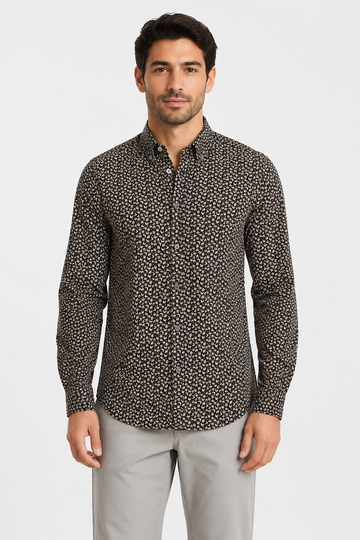 Buttons Down Pineapple Long Sleeves Shirt - Yellow