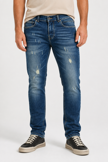 jeans -Casual Dirty Denim Jeans Pant Jeans Blue