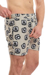 Back Pocket Cameras Patterned Swimshort - Beige, White & Black