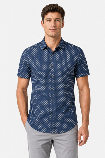 Random Shapes Patterned Shirt – Navy