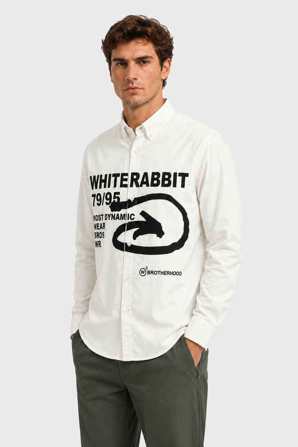 قميص مطبوع بأكمام طويلة وياقة مطوية من White Rabbit