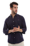 Front Buttoned Down Textured Grey Men Shirt