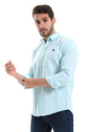 Front Buttoned Down Textured Grey Men Shirt