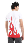 Fire Printed Pattern Short Sleeves T-Shirt - Black, White & Red