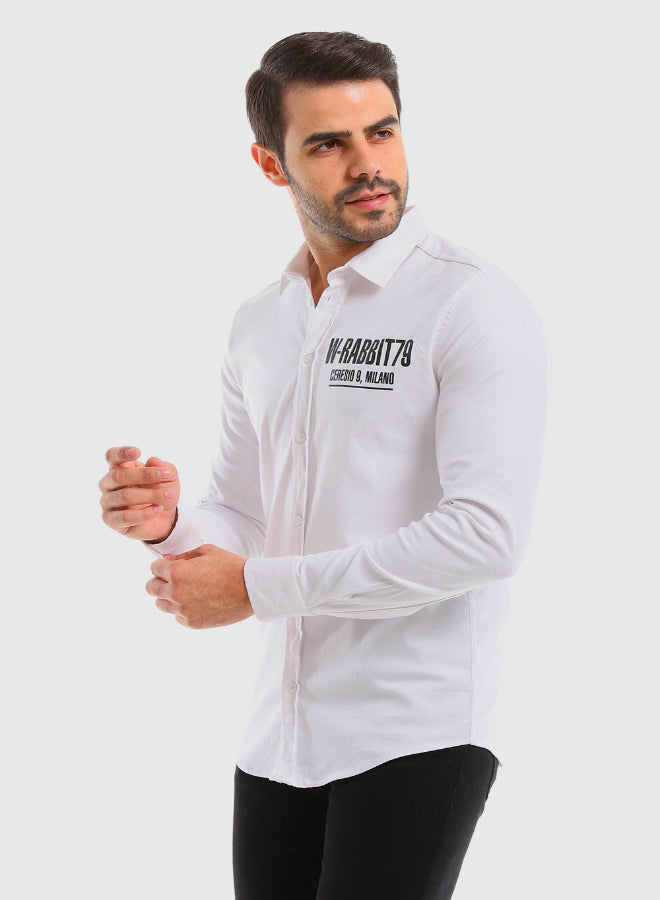 Buttons Down Pineapple Long Sleeves Shirt – White