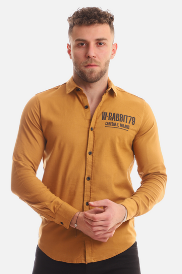 Buttons Down Pineapple Long Sleeves Shirt - Brown