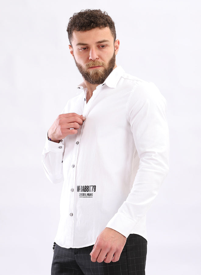 Buttons Down Pineapple Long Sleeves Shirt – White