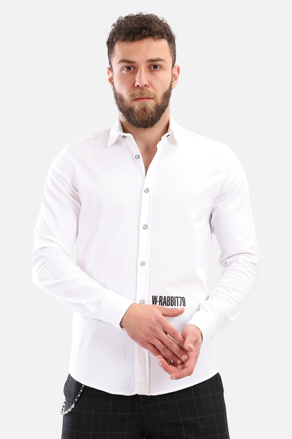 Buttons Down Pineapple Long Sleeves Shirt – White
