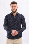 Fireworks Short Sleeves Buttoned Shirt - Navy