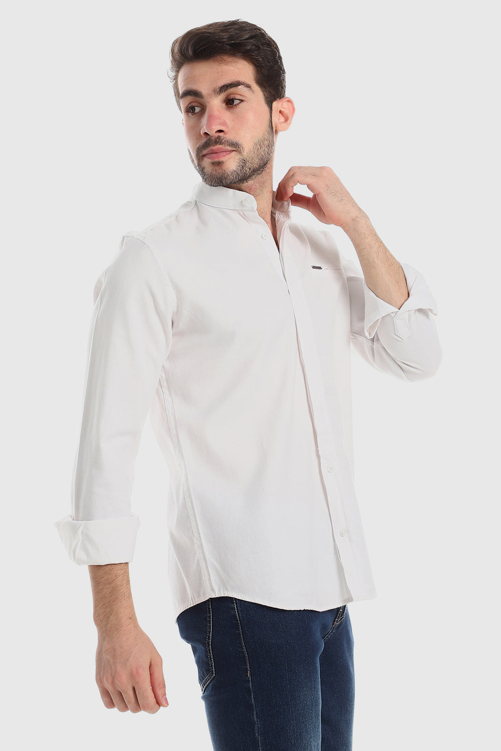 Modish Mandarin Collar Button Down Shirt