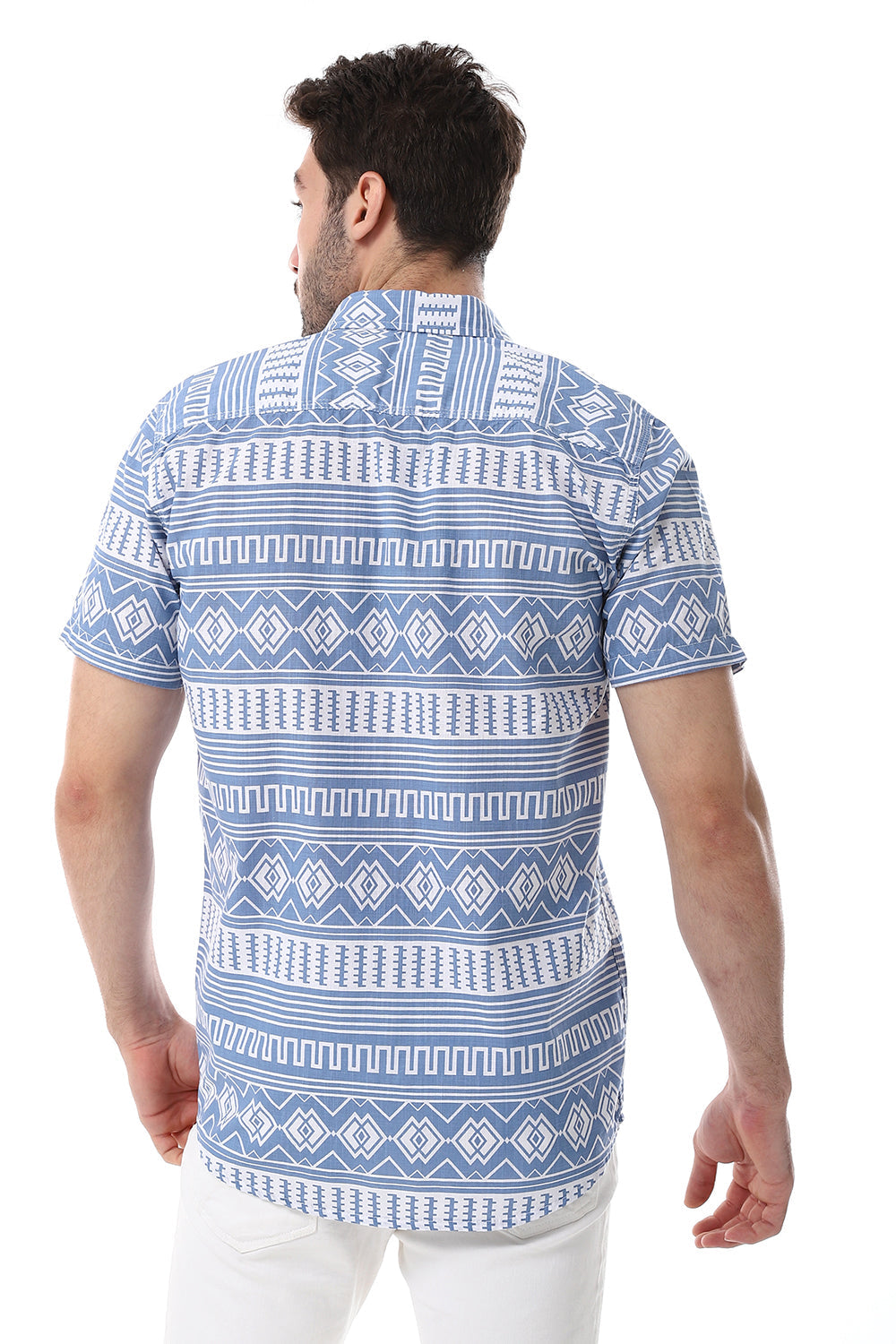 Short Sleeves Turn Down Collar Shirt – Lastic & White