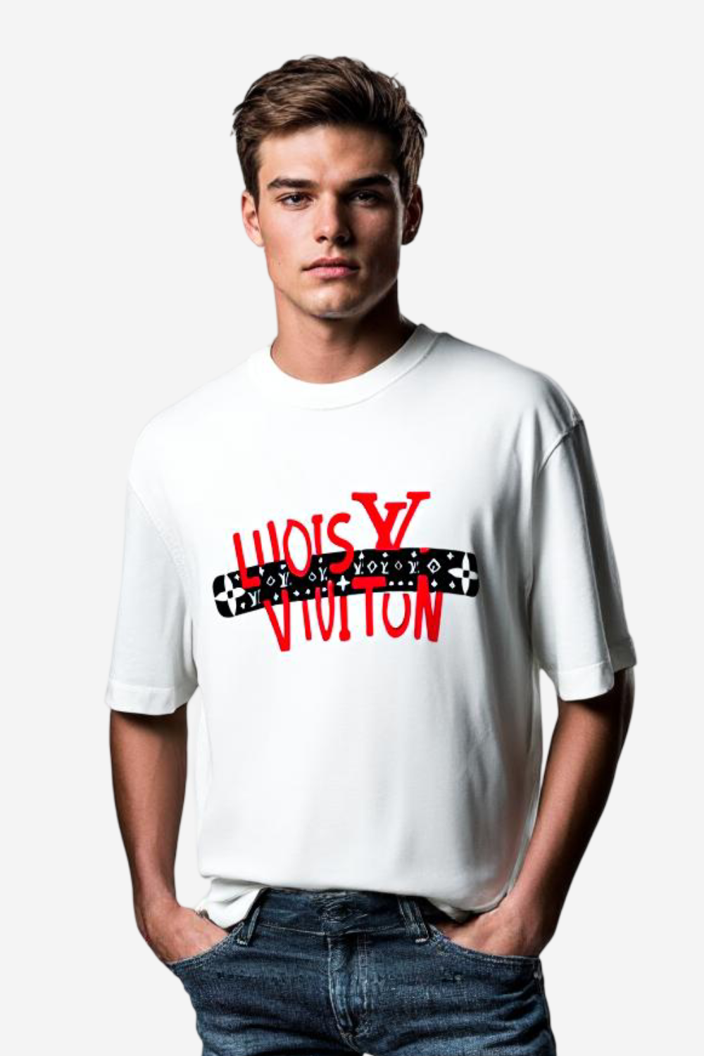 Graphic Logo T-Shirt – White Cotton Crewneck