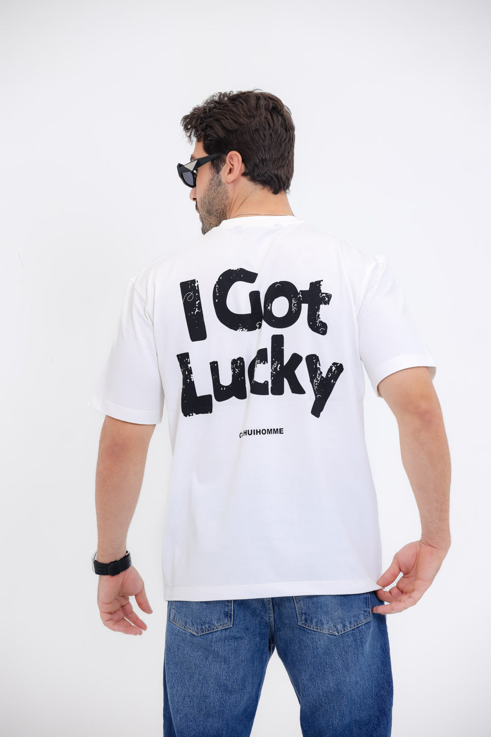 "I Got Lucky" Graphic T-Shirt - White