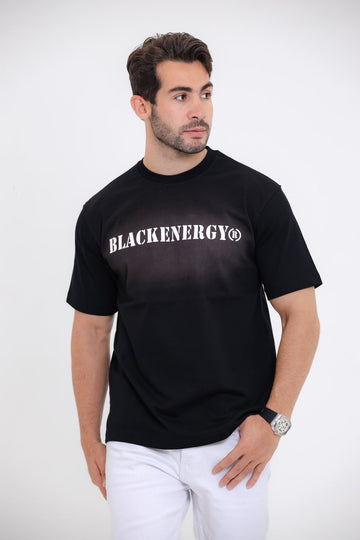 "Black Energy" Printed White T-Shirt - Black