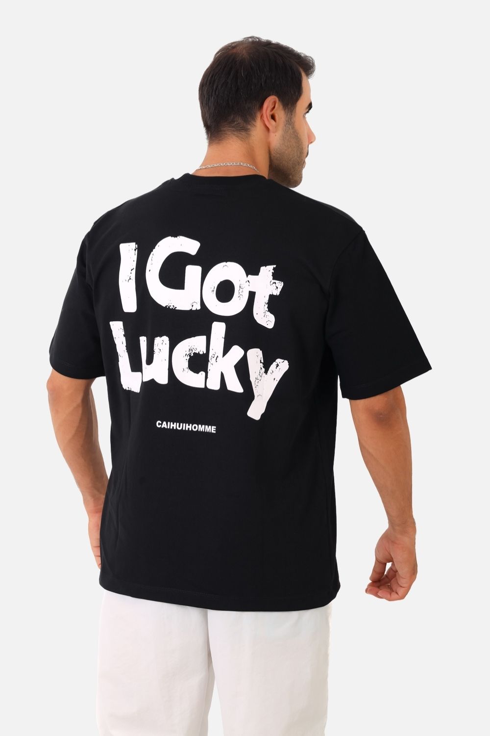 "I Got Lucky" Graphic T-Shirt - Black