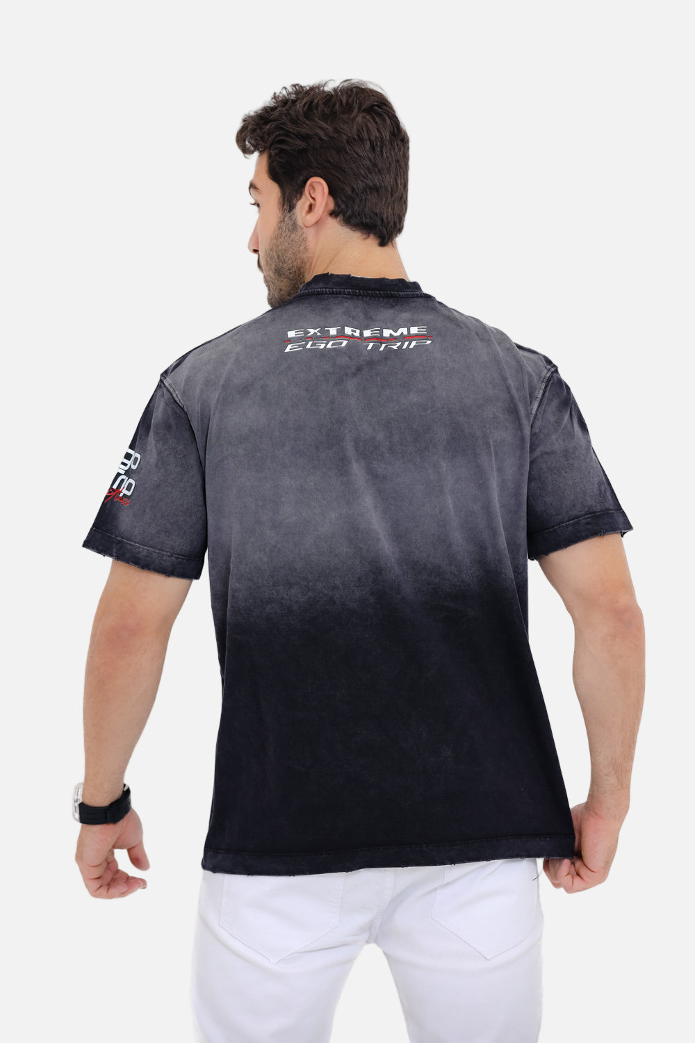 Printed Round Neck T-shirt - Grey