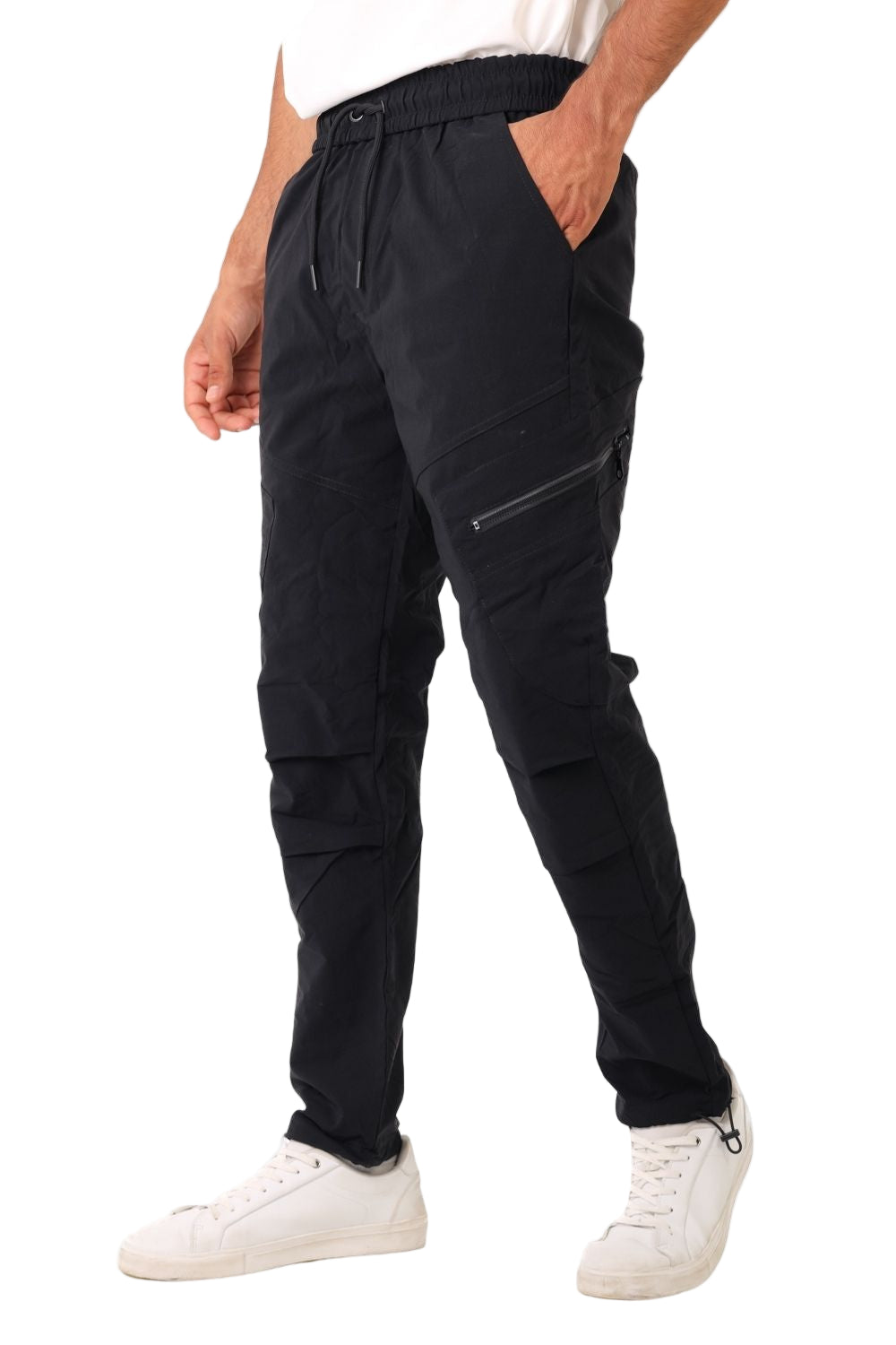 Slip On Plain Black Practical Joggers