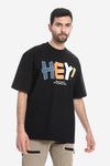 "Hey!" Printed Short Sleeves T-Shirt - Beige