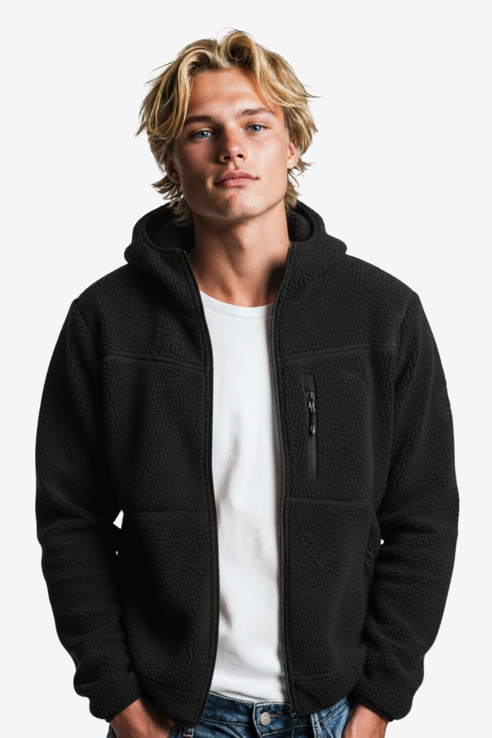 Ribbed Cuffs & Hem Quilted Hooded  Jacket