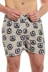 Back Pocket Cameras Patterned Swimshort - Beige, White & Black