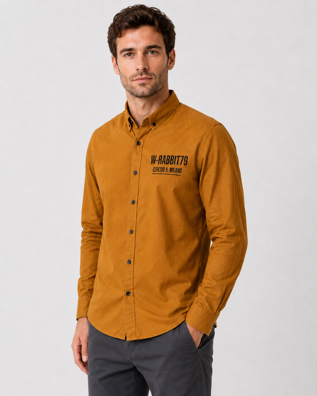 Buttons Down Pineapple Long Sleeves Shirt - Brown