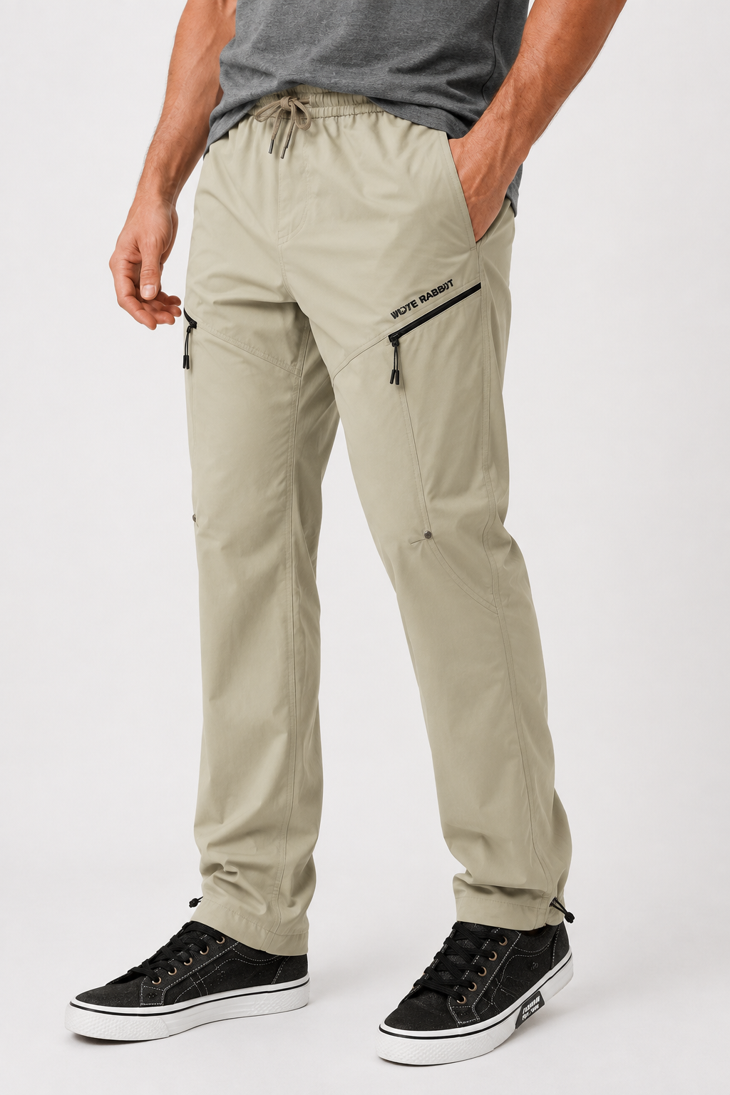 Men's Lightweight Beige Utility Jogger Pants
