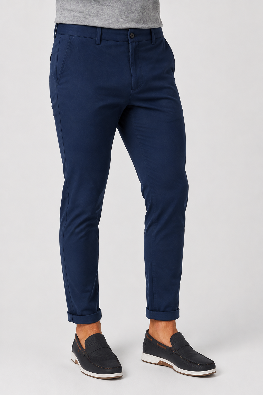 Slim Fit Pants With Decorative Chain – NAVY