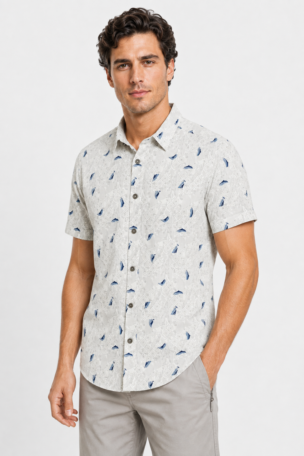 Random Shapes Patterned Shirt – Blue
