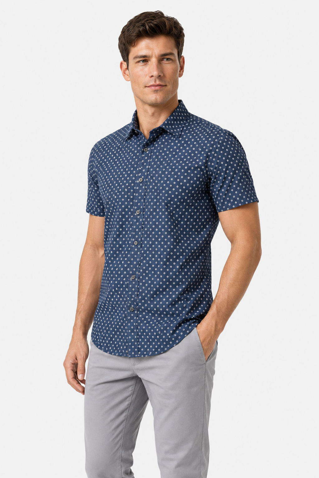 Random Shapes Patterned Shirt – Navy