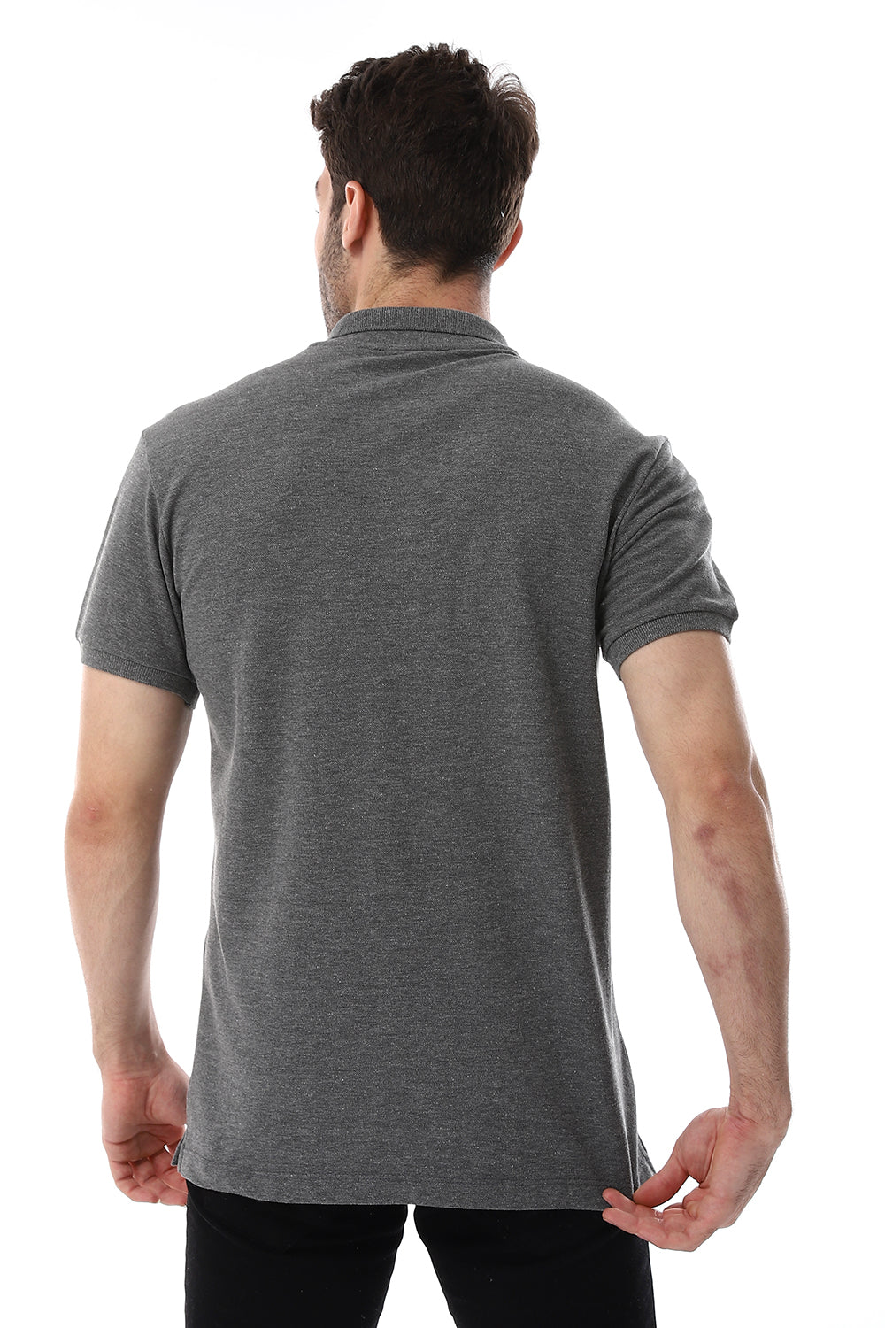 Short Sleeves Buttons Closure Polo Shirt – Grey