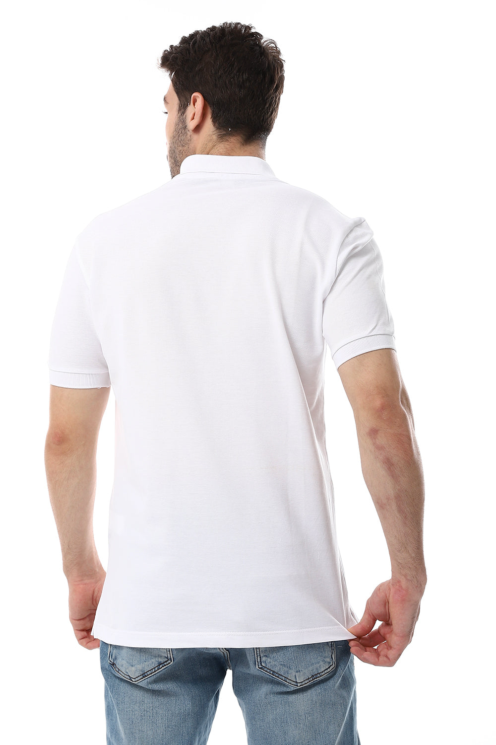 Short Sleeves Buttons Closure Polo Shirt – White