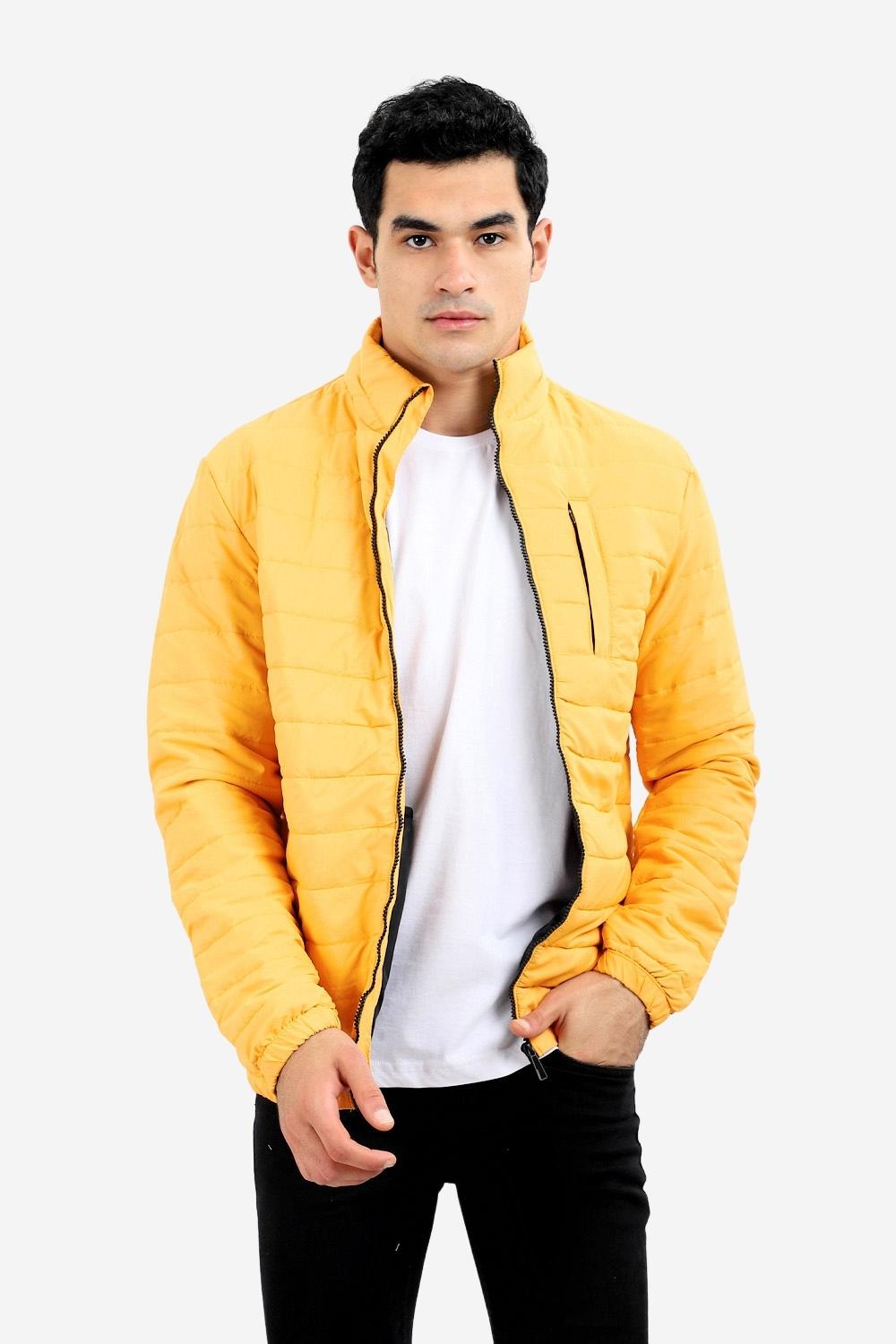 Stitched Pattern With Front Pocket Jacket - Yellow