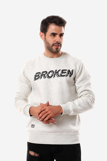 Printed "Broken" Heather Off White Sweatshirt