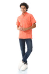 Mandarin Collar Half Sleeves Button Down Shirt