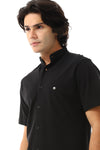 Mandarin Collar Half Sleeves Button Down Shirt