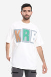 "KRE" Printed Pattern Round Neck T-Shirt - White