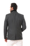 Slub Pattern Regular Fit Blazer - Grey