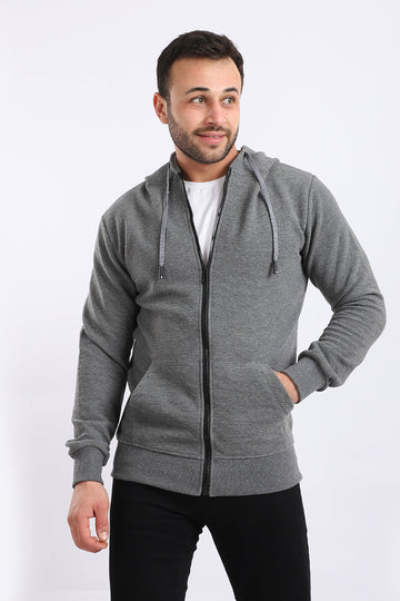 Ribbed Comfy Zip Through Hoodie