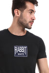 "White Rabbit" Stitched Patch Black T-Shirt