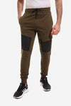 Sweatpants - joggers with two-tone pockets - olive green and navy blue