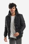 Ribbed Cuffs & Hem Quilted Hooded Bomber Jacket