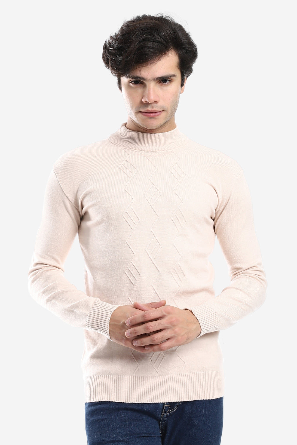 Knitted Pullover With Ribbed Hem Black