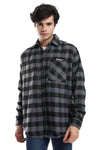 "OFF White"Black&Grey Plaids Soft Button Down Shirt